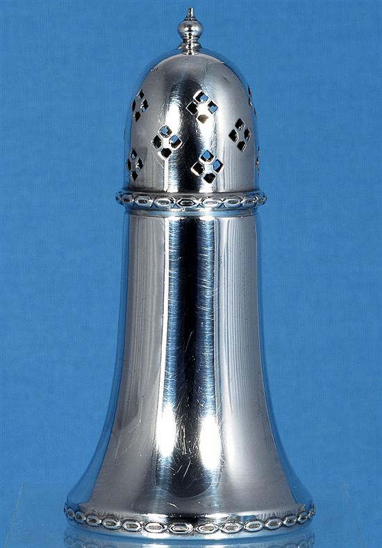 An Irish silver sugar caster, by Jewellery & Metal Manufacturing Co, Height 150mm Weight 5.8oz/183grms